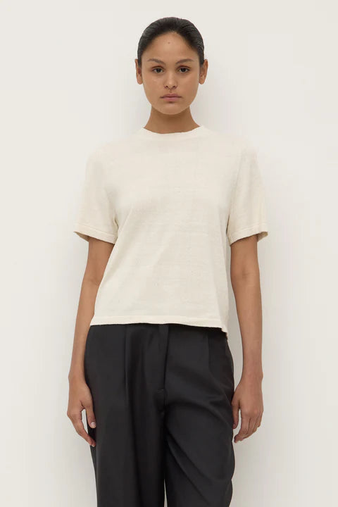 June Silk Knit Tee - Cream