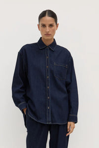Assembly Label 'Kiera Recycled Denim Long Sleeve Shirt - Deep Indigo