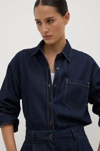 Assembly Label 'Kiera Recycled Denim Long Sleeve Shirt - Deep Indigo