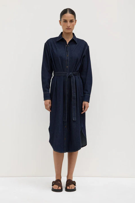 Assembly Label 'Kiera Recycled Denim Midi Shirt Dress' - Deep Indigo
