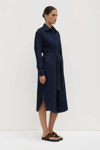 Assembly Label 'Kiera Recycled Denim Midi Shirt Dress' - Deep Indigo
