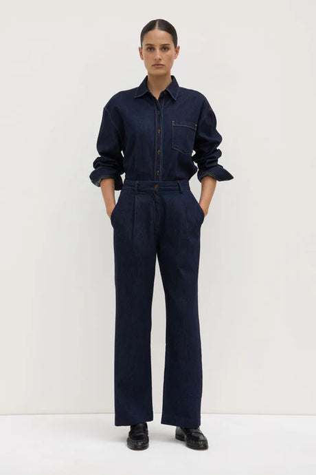 Assembly Label 'Kiera Recycled Denim Pleat Front Pant' - Deep Indigo