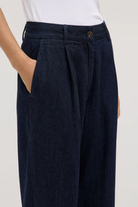 Assembly Label 'Kiera Recycled Denim Pleat Front Pant' - Deep Indigo
