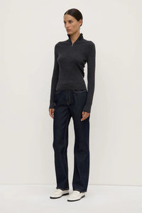 Assembly Label 'Laine Quarter Zip Wool Knit' - Charcoal Marle