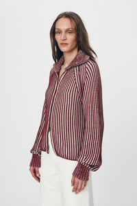 Rowie 'Markus Zip Knit Cardigan' - Rust Red Creme