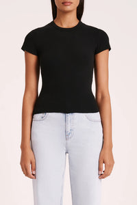 Nude Lucy 'Organic Rib SS Tee' - Black