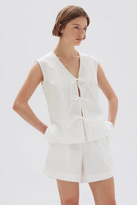 Assembly Label 'Ollie Poplin Tie Top' - White