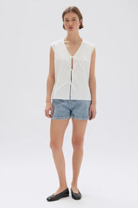 Assembly Label 'Ollie Poplin Tie Top' - White