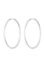 Porter 90's Hoop 50mm in White Gold, ghost product shot showing the oversized hoop silhouette