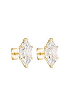 Porter Marquise Studs 2CT in Gold, showing the marquise-cut cubic zirconia stones in a gold vermeil setting