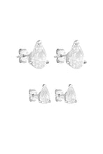 Porter Pear Studs 1CT in Silver, additional product shot showing the pear-cut stone and prong setting