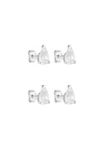 Porter Pear Studs 1CT in Silver, product shot showing the pear-cut cubic zirconia stones in a sterling silver setting