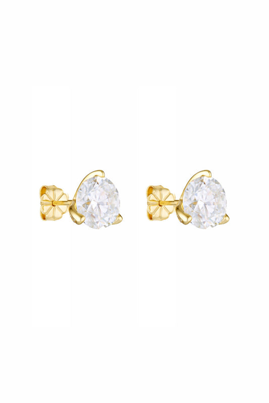 Porter Round Studs 2CT in Gold, showing the cubic zirconia stones in a gold vermeil setting