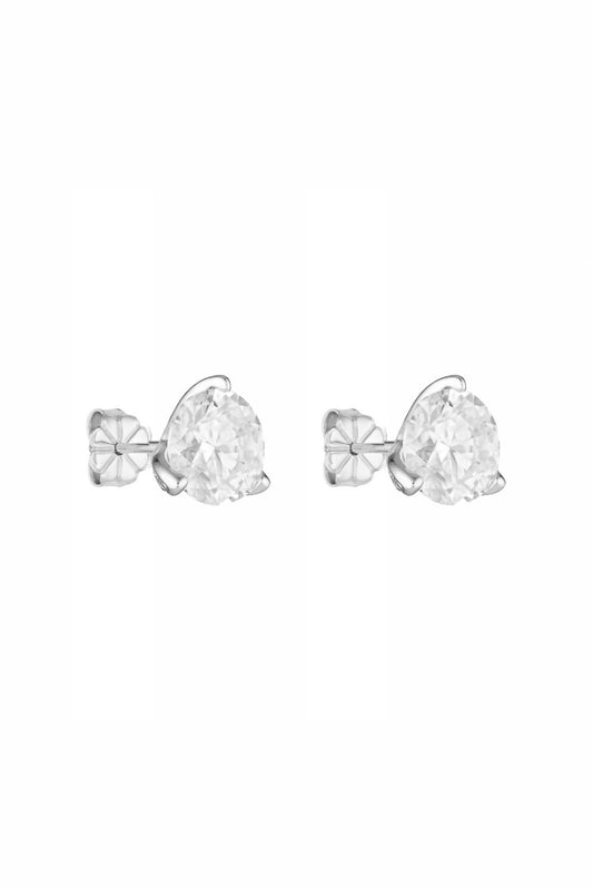 Porter Round Studs 2CT in Silver, showing the cubic zirconia stones in a sterling silver setting