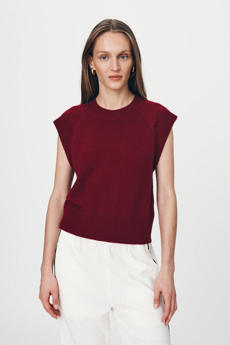 Rowie 'Quinn Merino Knit Vest' - Merlot Red