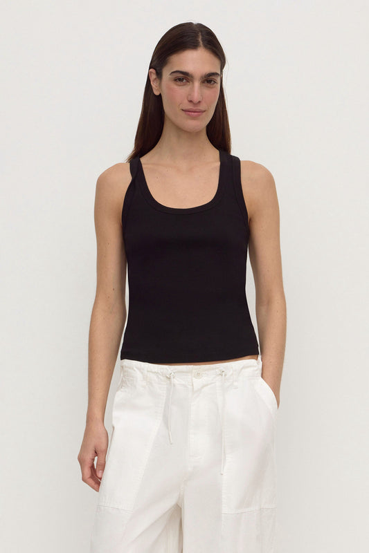 Assembly Label 'Robyn Scoop Neck Rib Tank' - Black