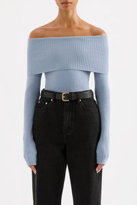Nude Lucy 'Krishna Off Shoulder Knit' - Sky