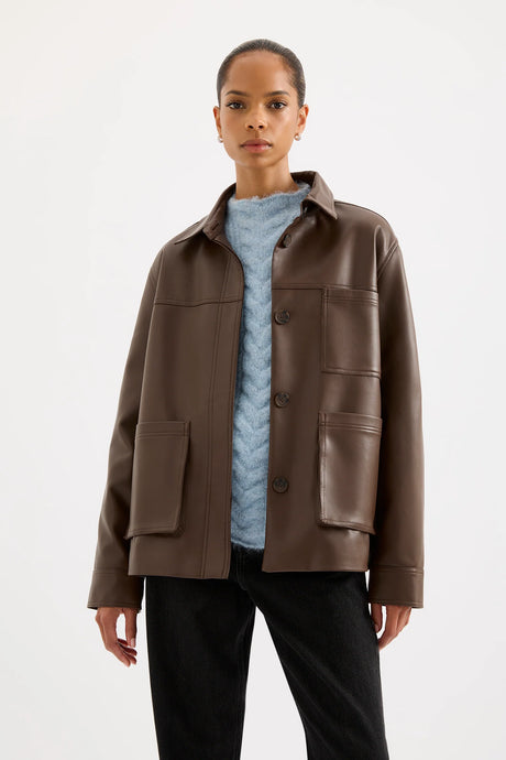 Nude Lucy 'Telsey Faux Leather Jacket' - Chocolate
