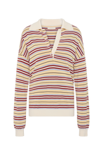 Faithfull The Brand Harlow Oversized Polo - Cila Stripe Butter - Lifestyle