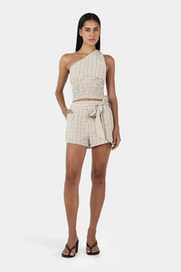 Ownley 'Sammy Asym Top' - Beige Tartan