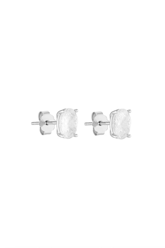 Porter Oval Studs 1CT in Silver, showing the oval-cut cubic zirconia stones in a sterling silver setting