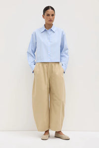 Assembly Label ' Tessa Poplin Cropped Long Sleeve Shirt' - Blue Stripe