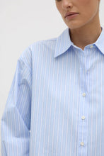Assembly Label ' Tessa Poplin Cropped Long Sleeve Shirt' - Blue Stripe