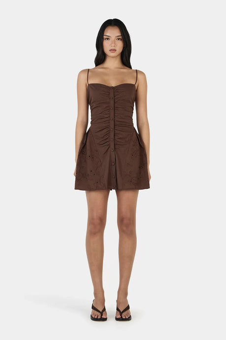 Yash Mini Dress - Chocolate Anglaise