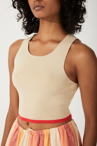 Zulu & Zephyr 'Sand Contrast Organic Cotton Blend Knit Top'