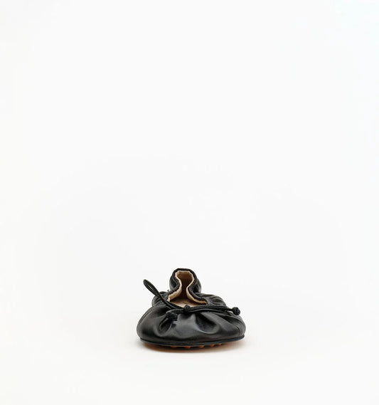 Alias Mae Fyfe Ballet Flats in Black Leather — the Alias Mae Fyfe Ballet Flats bring a polished, feminine finish to an everyday footwear staple, featuring a softly ruched silhouette and delicate bow detail.