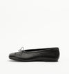 Alias Mae Lana Tabi Ballet Flat in Black Tumble, side profile showing the low heel and leather finish.
