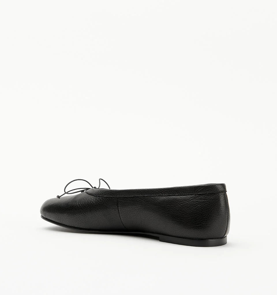Alias Mae Lana Tabi Ballet Flat in Black Tumble, rear side view showing the low-profile silhouette.