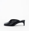 Alias Mae Rosa in Black Oily Crinkle, side view showing the square toe and heel.