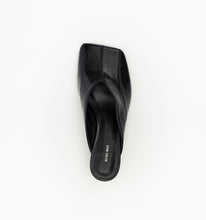 Alias Mae Rosa in Black Oily Crinkle, top view showing the slip-on opening and square toe.
