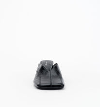 Alias Mae Rosa in Black Oily Crinkle, front view showing the square toe and centre seam.
