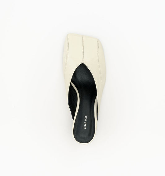 Alias Mae Rosa in Bone Oily Crinkle, top view showing the slip-on opening and square toe.
