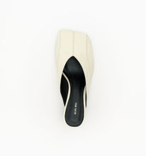 Alias Mae Rosa in Bone Oily Crinkle, top view showing the slip-on opening and square toe.
