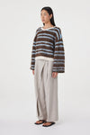 Arcaa Lucca Sweater in Espresso/Blue Stripe — meet the effortless, high-rotation knit your capsule wardrobe has been begging for.