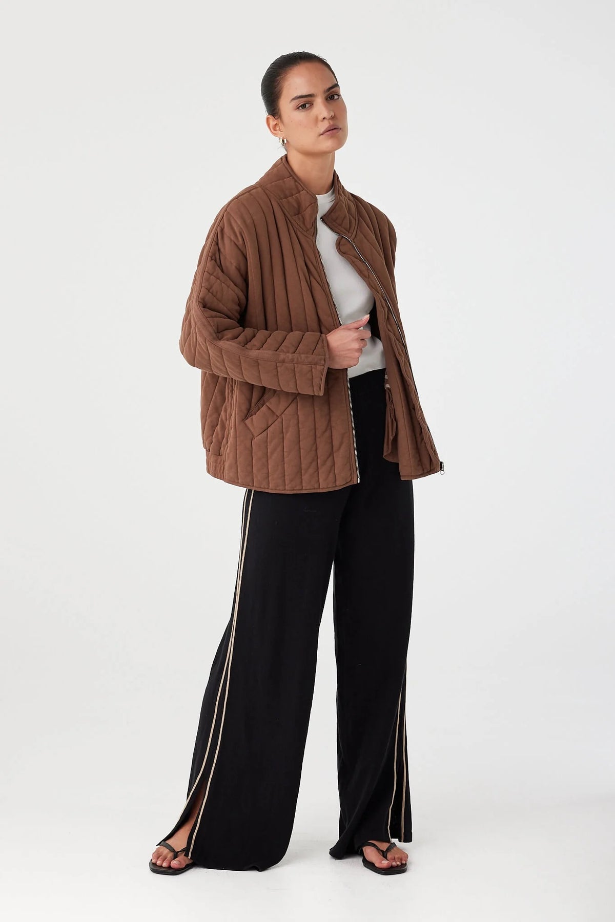 Arcaa Tessa Jacket in Chocolate — meet the cozy, best-selling layer your capsule wardrobe has been begging for.