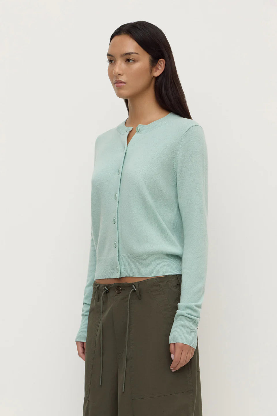 Assembly Label Benny Knit Cardigan in Mint — the elevated seasonal staple your capsule wardrobe has been waiting for.