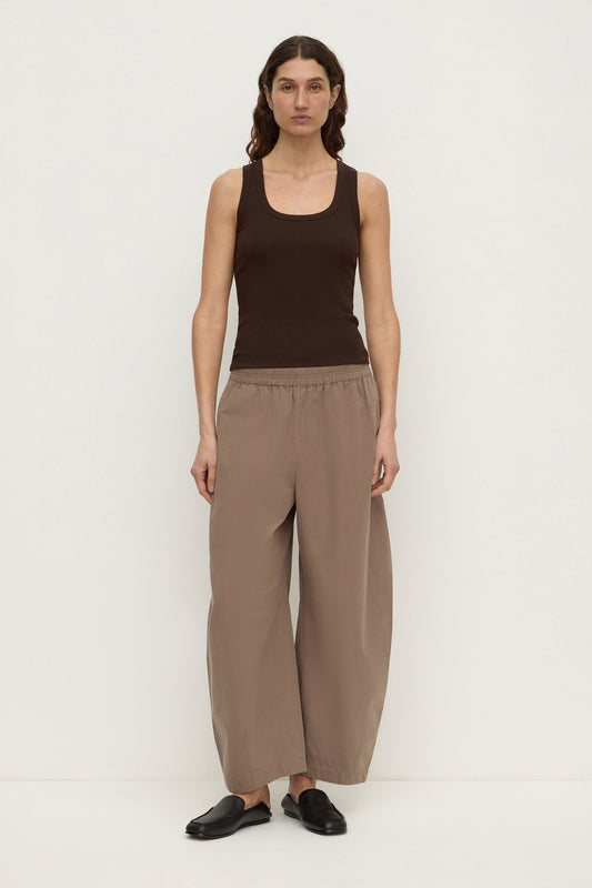 Assembly Label Elaine Washed Cotton Pant in Dark Sand, product photo.