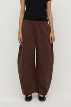 Assembly Label Lola Barrel Pant in Ganache, cropped front view showing the barrel-leg silhouette.
