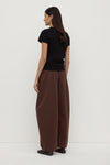 Assembly Label Lola Barrel Pant in Ganache, back view on model.
