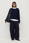 Assembly Label Lola Barrel Pants in Navy — the Lola Barrel Pants in Navy offer a relaxed take on everyday dressing with a voluminous barrel-leg silhouette.