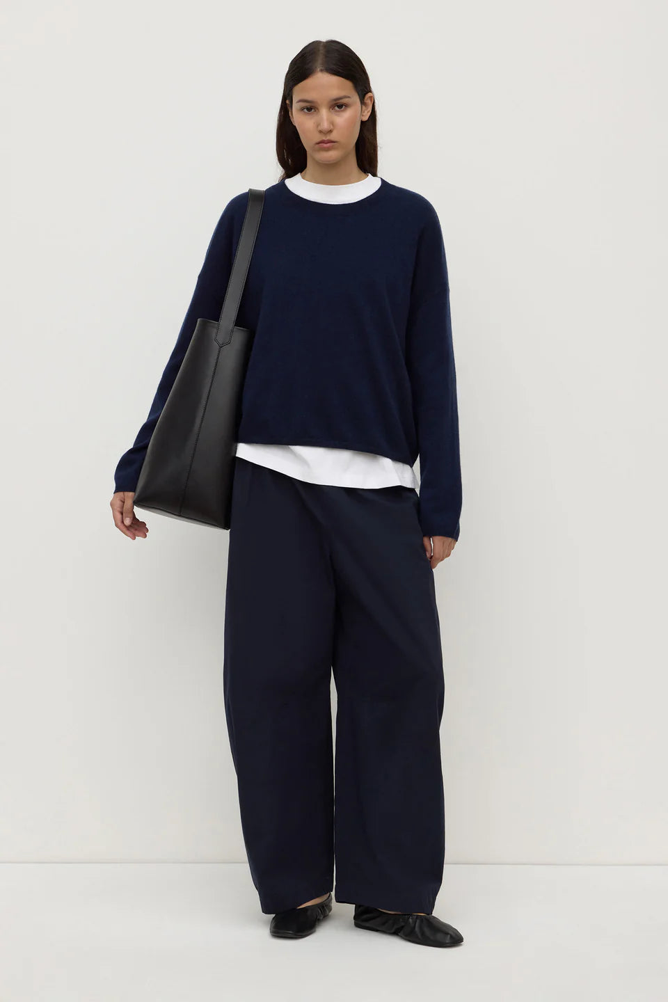 Assembly Label Lola Barrel Pants in Navy — the Lola Barrel Pants in Navy offer a relaxed take on everyday dressing with a voluminous barrel-leg silhouette.