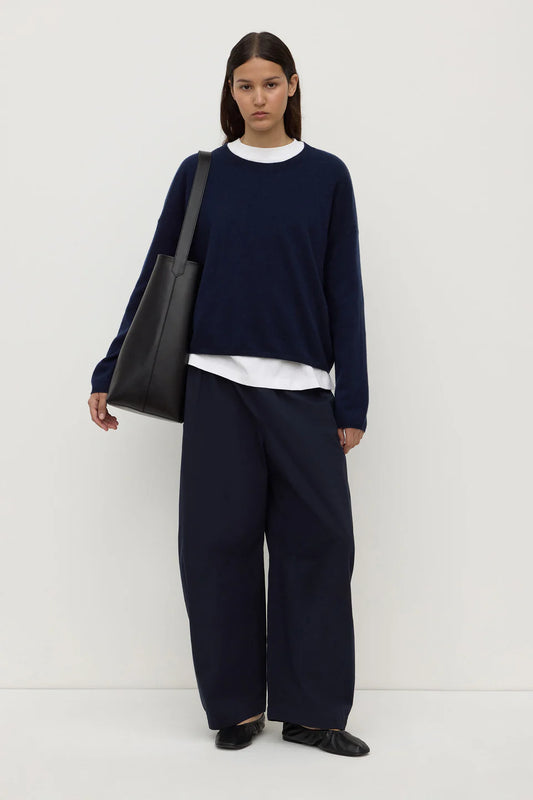 Assembly Label Lola Barrel Pants in Navy — the Lola Barrel Pants in Navy offer a relaxed take on everyday dressing with a voluminous barrel-leg silhouette.