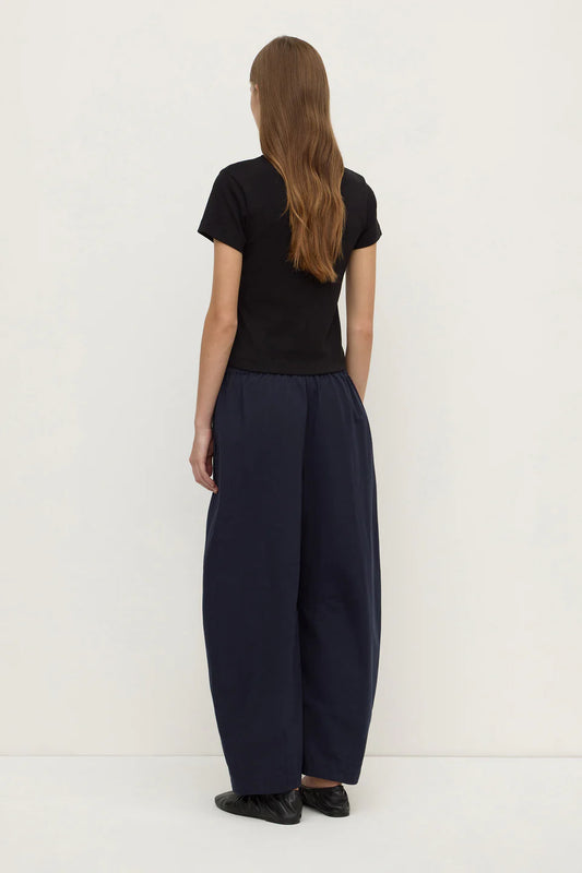 Assembly Label Lola Barrel Pants in Navy — the Lola Barrel Pants in Navy offer a relaxed take on everyday dressing with a voluminous barrel-leg silhouette.