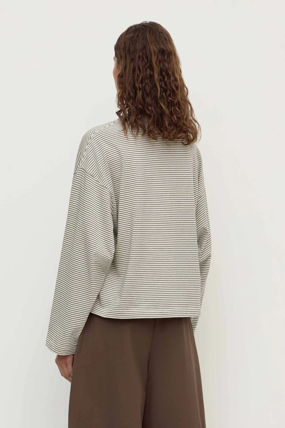 Assembly Label Malone Stripe Wide Sleeve in Cream/Black — the elevated seasonal staple your capsule wardrobe has been waiting for.