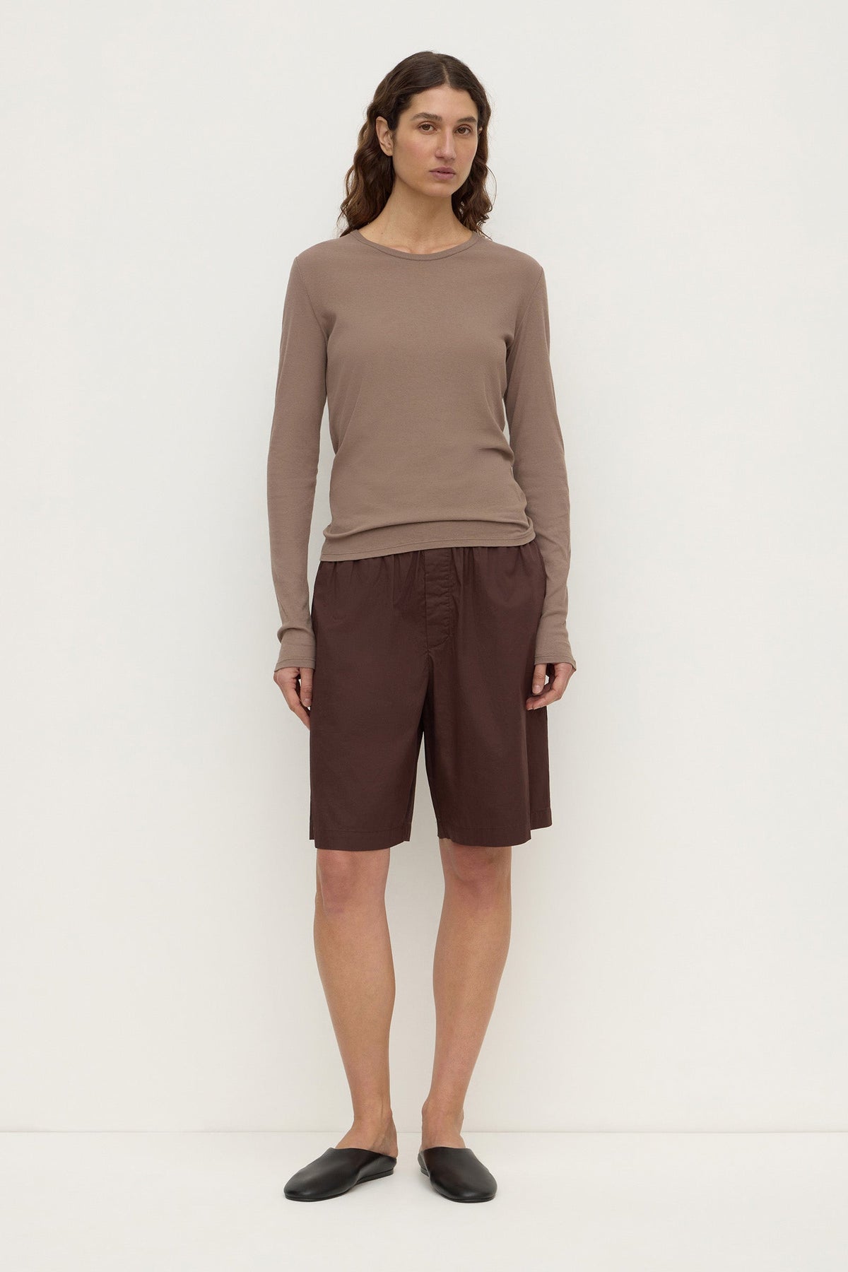Assembly Label Mika Cotton Long Sleeve Tee in Dark Sand — the long sleeve tee that upgrades every single thing you pair it with.