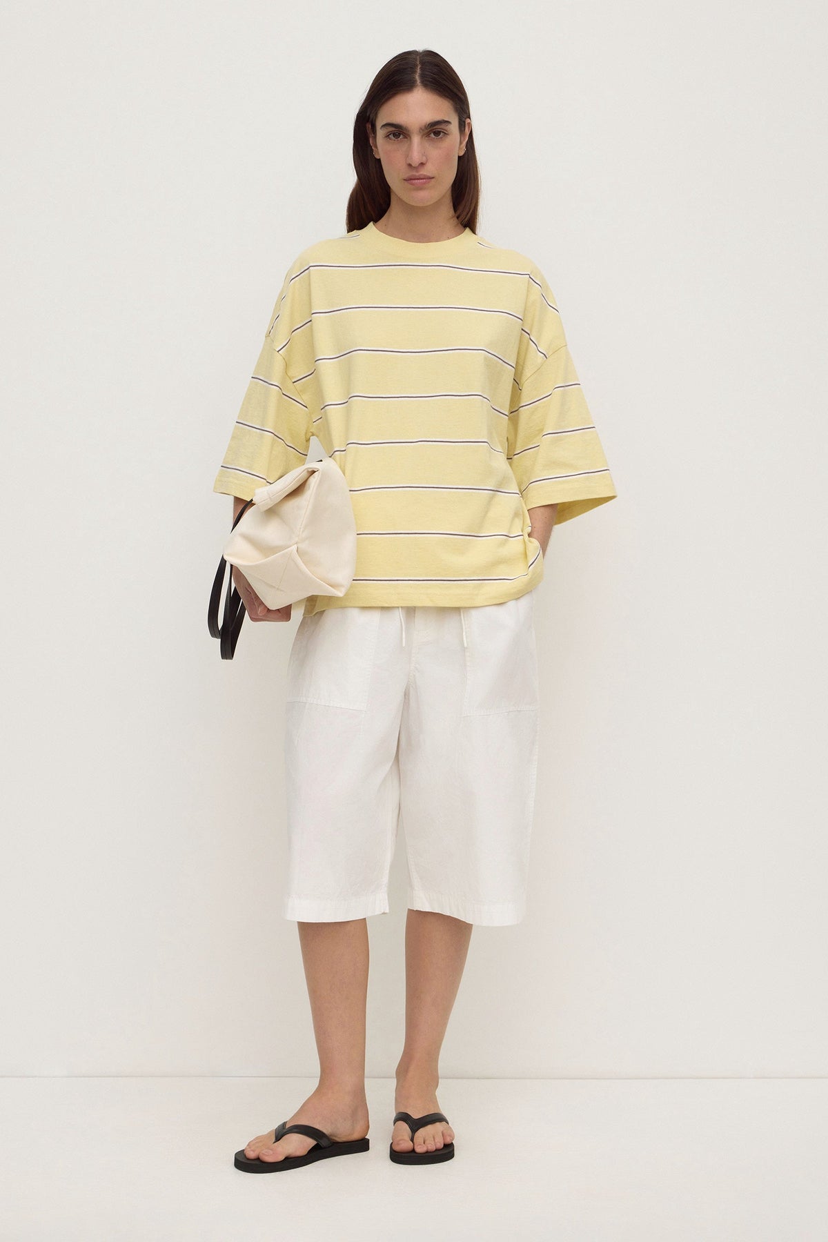 Assembly Label Nora Cotton Stripe Oversized Tee in Rind Stripe — the oversized stripe tee that makes doing nothing look like an outfit.
